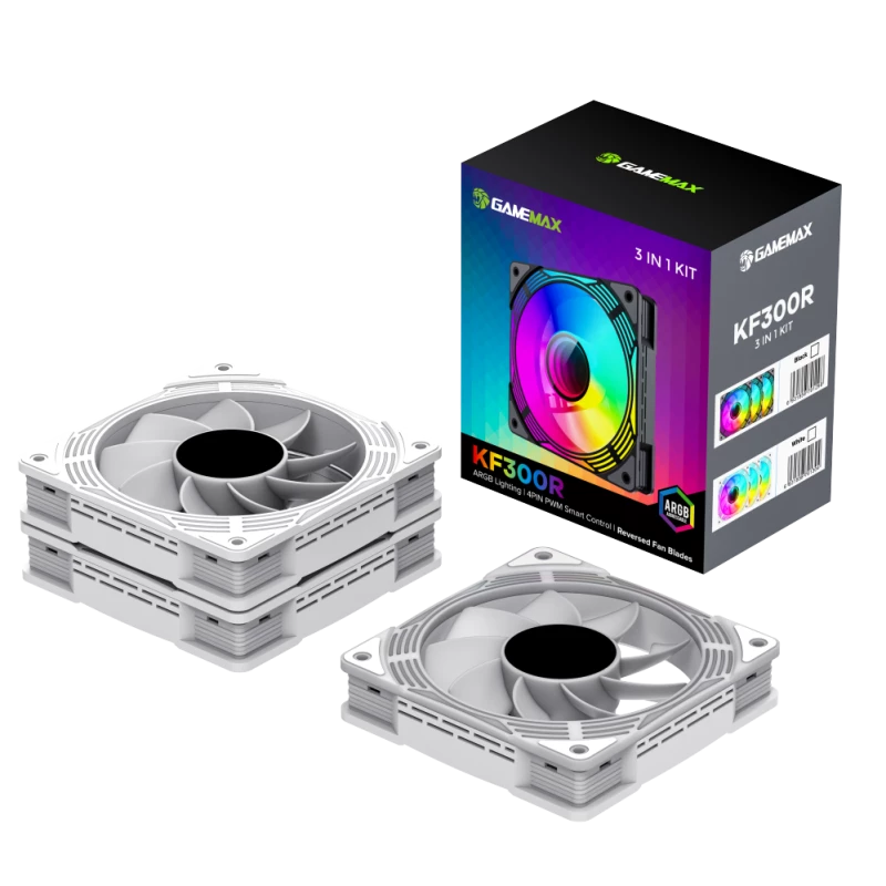 Gamemax | behuizingsventilator | KF300R BK | wit