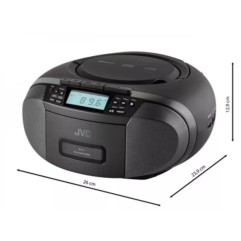 Radio-speler JVC RC-E444B zwart met cd-speler en FM-tuner