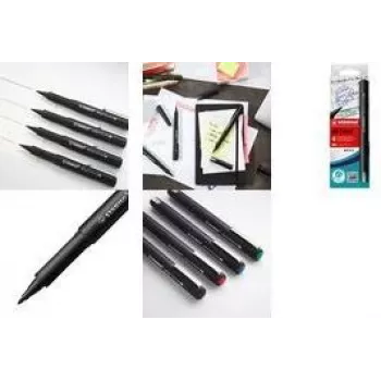 Fineliner STABILO dr!ver medium zwart blauw groen rood 4 stuks