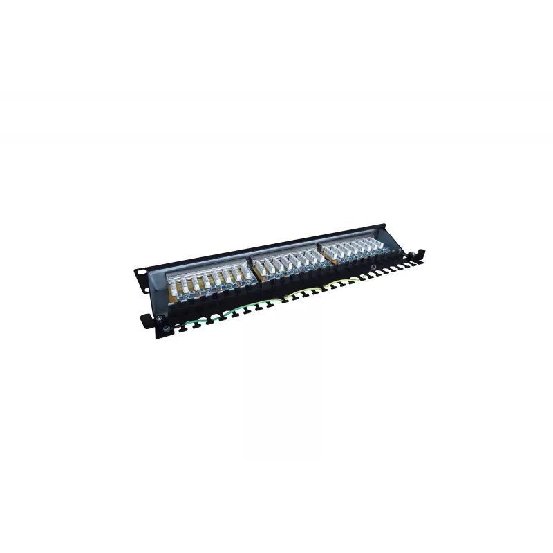 Patchpanel 19 inch 24 poorten, CAT6, S/FTP, 1U, kabelmanagement, zwart (compleet)