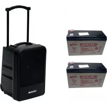 Draagbaar draadloos PA-systeem Omnitronic MOM-10BT4 met Bluetooth, 2x oplaadbare batterij