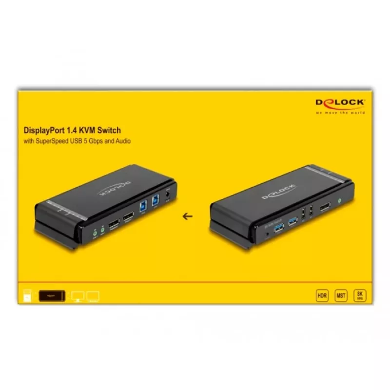 KVM-switch DeLOCK DisplayPort 1.4 8K 60Hz USB audio