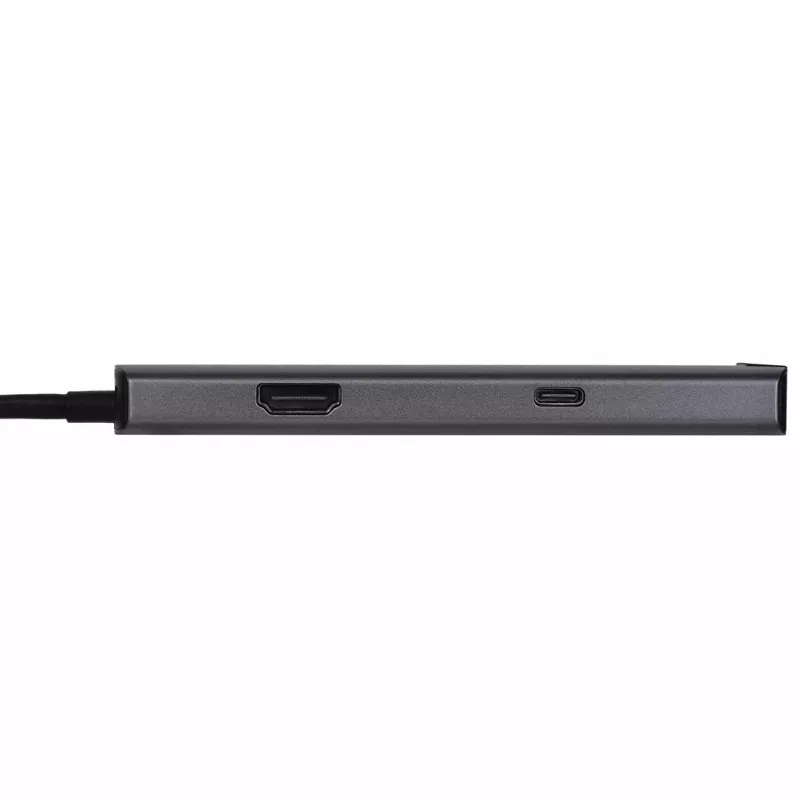 Unitek H1112F actieve USB-C-hub, 6 poorten, 5 Gbps, HDMI 4K@30Hz, RJ-45, 2x USB-A, 2x USB-C, PD 100 W, aluminium, grijs
