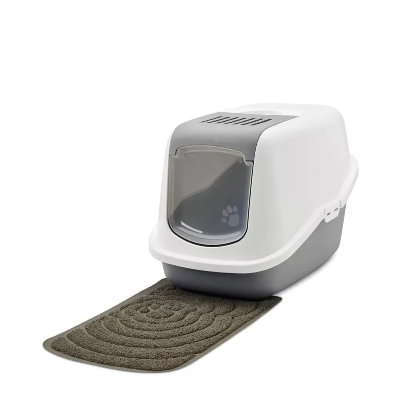 SAVIC Nestor wit-grijs - kattenbak met kap - 56x39x38,5 cm - 1 stuk