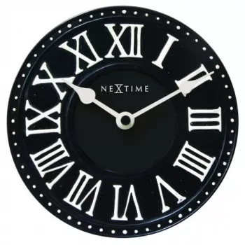NeXtime klok 5187zw London Table, Ø16 cm, wand, zwart/wit