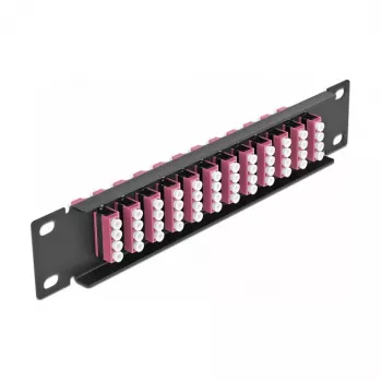 Glasvezel patchpaneel DeLOCK 10 inch 12 poorten LC quad violet 1U zwart