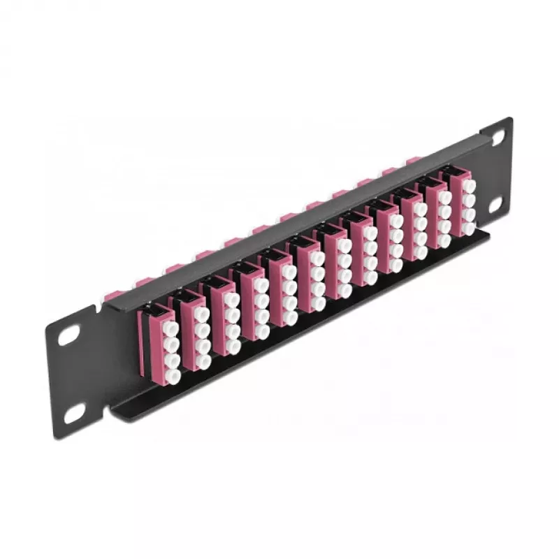 Glasvezel patchpaneel DeLOCK 10 inch 12 poorten LC quad violet 1U zwart