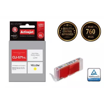 Activejet ACC-571YNX inkt (vervanger voor Canon CLI-571XLY; Supreme; 12 ml; geel)
