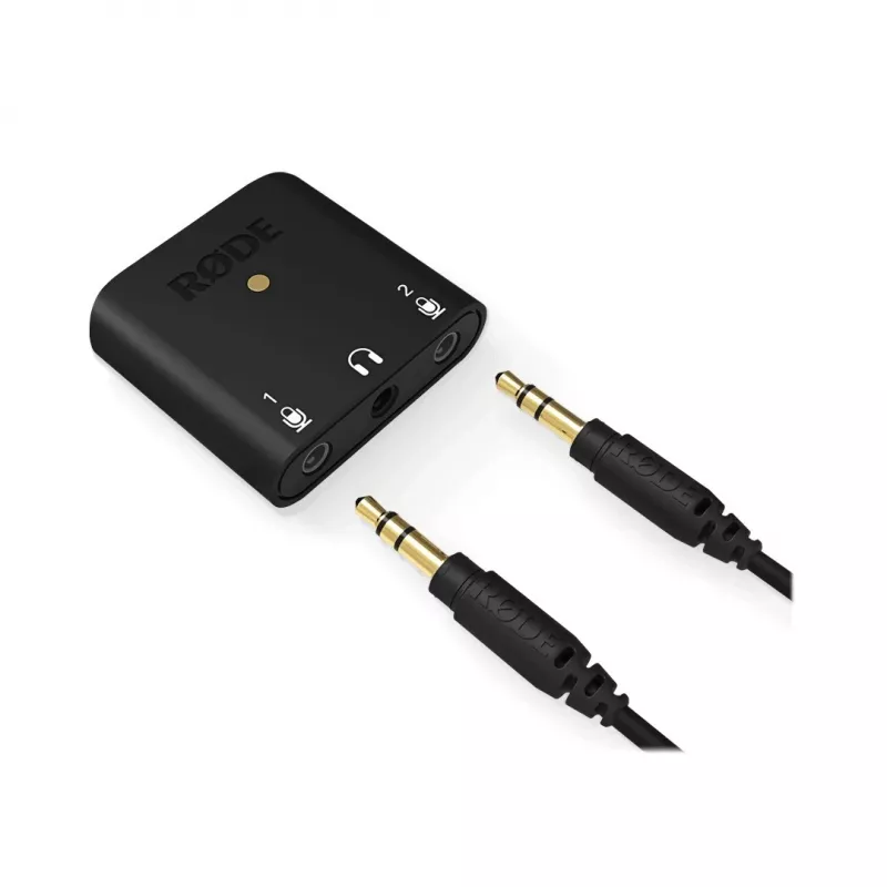 RØDE AI-Micro mobiele audio-interface, 2x 3,5 mm TRS/TRRS-ingangen, 3,5 mm hoofdtelefoonuitgang, USB-C, zwart