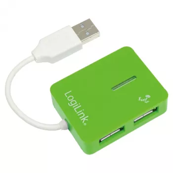 USB-hub LOGILINK UA0138 — 4-poorts USB 2.0-hub, groen, tot 480 Mbit/s