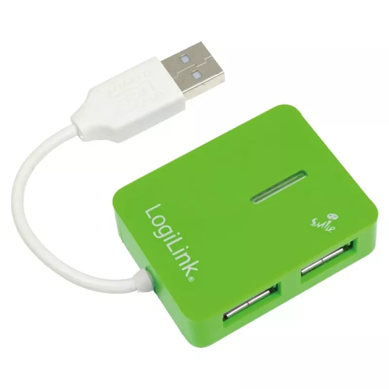 USB-hub LOGILINK UA0138 — 4-poorts USB 2.0-hub, groen, tot 480 Mbit/s