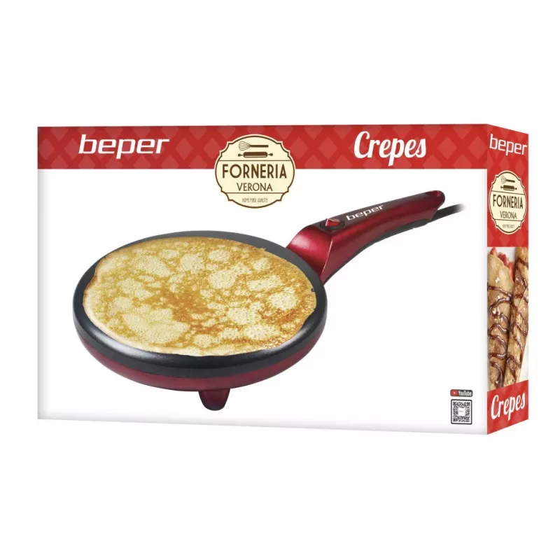 Crêpe-maker Beper BT.710Y – elektrische pannenkoekenbakker, antiaanbakplaat
