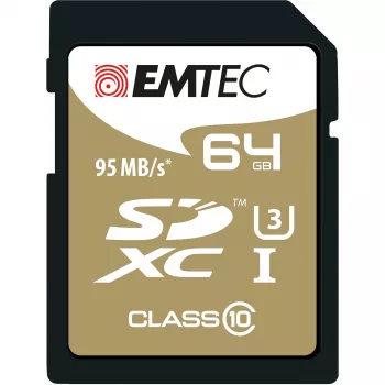 EMTEC Speedin - flashgeheugenkaart - 64 GB - UHS Class 3 / Class10 - SDXC UHS-I (ECMSD64GXC10SP)