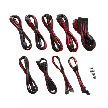 Stroomkabelset CableMod PRO Series ModMesh C-Series voor Corsair RMi/RMx — zwart/rood omhulde kabels