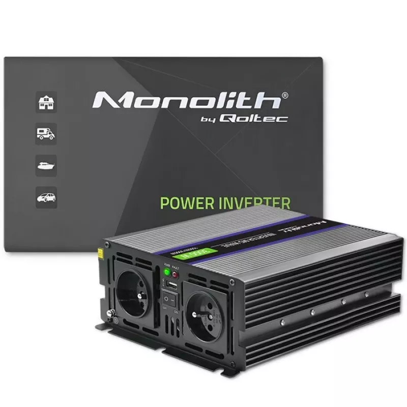 Omvormer QOLTEC Monolith 3000 MS Wave, 12V→230V, 1500/3000W, met USB
