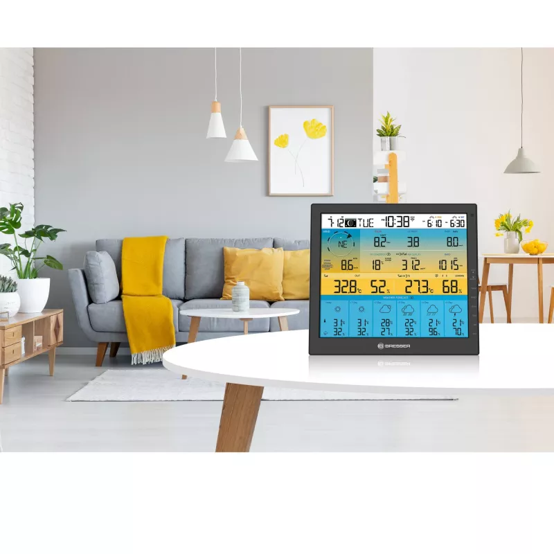Bresser 7003220 Weather Center 7-in-1 Solar 6-Day 4cast Pro SF digitaal weerstation, LCD, zwart