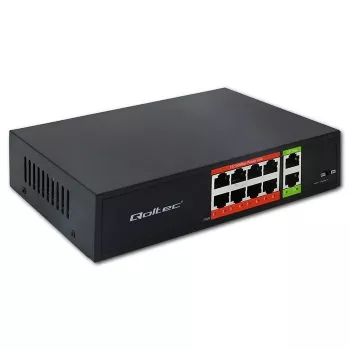 Netwerkswitch QOLTEC Fast Ethernet PoE 8xRJ45 met 2xRJ45 uplink