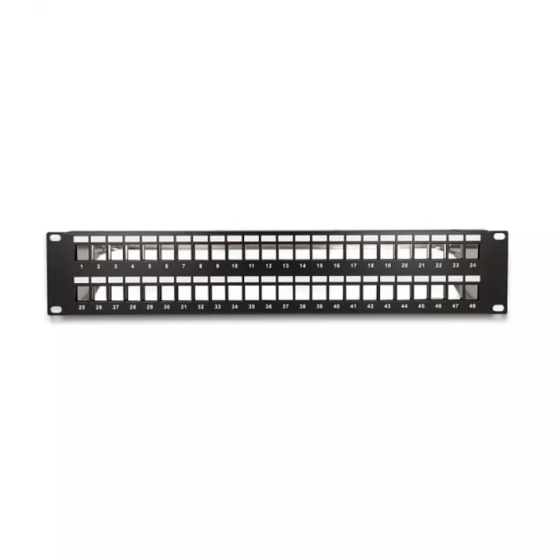 DeLOCK 19 inch Keystone patchpanel 48 poorten met trekontlasting 2U zwart