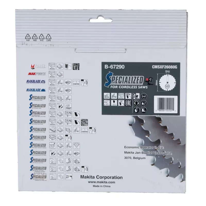 T.C.T.-zaagblad 260X2.15X30mm 10° T80 EFFICUT