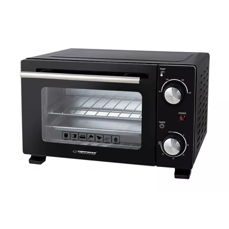 Esperanza EKO007N Calzone mini-oven, 10 l, 800 W, zwart