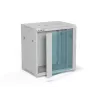 Wandmontage 19 inch kast Alantec 12U 600x450 mm, enkele glazen deur, afneembare volledige achter- en zijwanden, afsluitbaar, 4 montagerails, grijs, platte verpakking