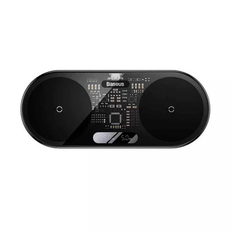 Baseus 2In1 20W digitaal LED-display hoofdtelefoon zwart draadloos opladen