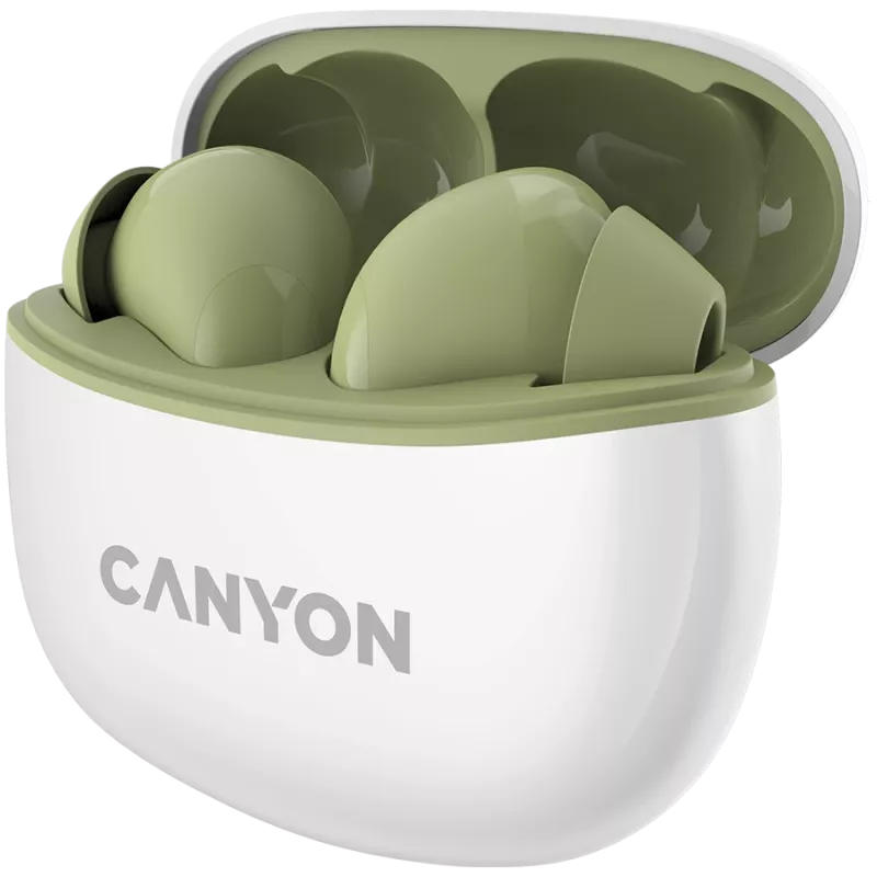 CANYON In-ear hoofdtelefoon TWS-5, Groen Bluetooth 5.3, touch-bediening, oplaadingang: USB-C