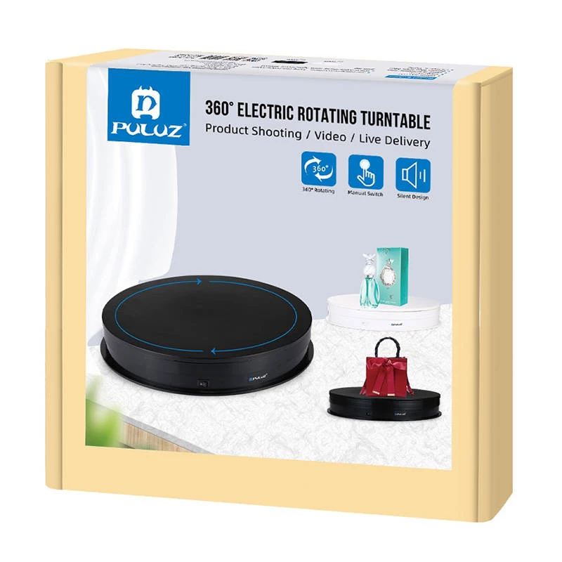 Puluz elektrische draaitafel PU3049B 30 cm USB zwart – gemotoriseerde presentatietafel