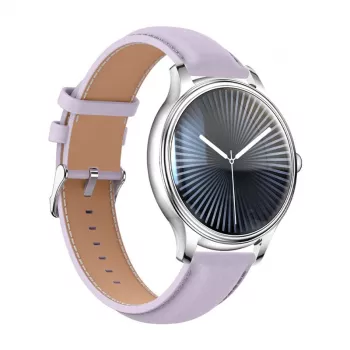Smartwatch Colmi L28 zilverpaars met paarse lederen band