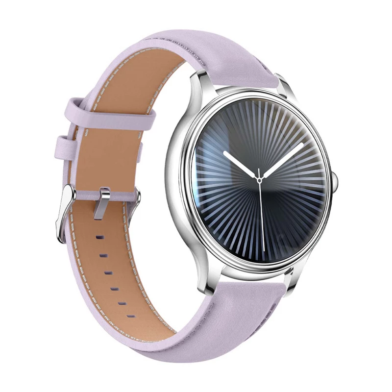 Smartwatch Colmi L28 zilverpaars met paarse lederen band