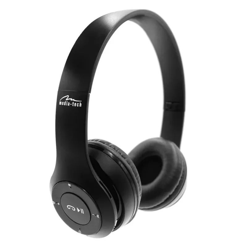 MEDIA-TECH EPSILION BT MT3591 draadloze hoofdtelefoon Bluetooth 4.2 microfoon radio FM zwart
