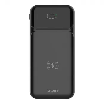 Savio BA-09 powerbank lithium-polymeer (LiPo) 37 mAh draadloos laden zwart