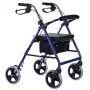 Rollator met vier wielen en zitting, blauw/zwart