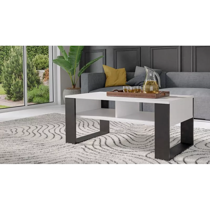 Salontafelblad e shop MODERN 2P BIEL CZ — rechthoekig wit tafelblad, 2 poten