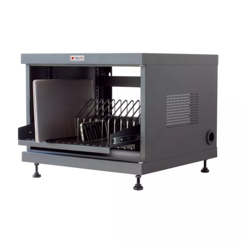 Rack-plank TECHLY 367652 kabelorganizer met 3M-kleefbevestiging, staal, 550×550×410 mm, zwart