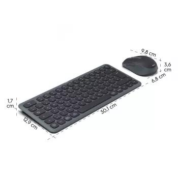 Multi-device toetsenbord- en muisset zwart grijs