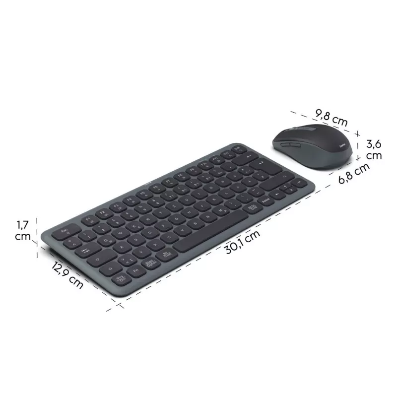 Multi-device toetsenbord- en muisset zwart grijs