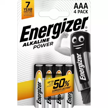 ENERGIZER BATTERIJ ALKALINE POWER AAA LR03 4 STUKS