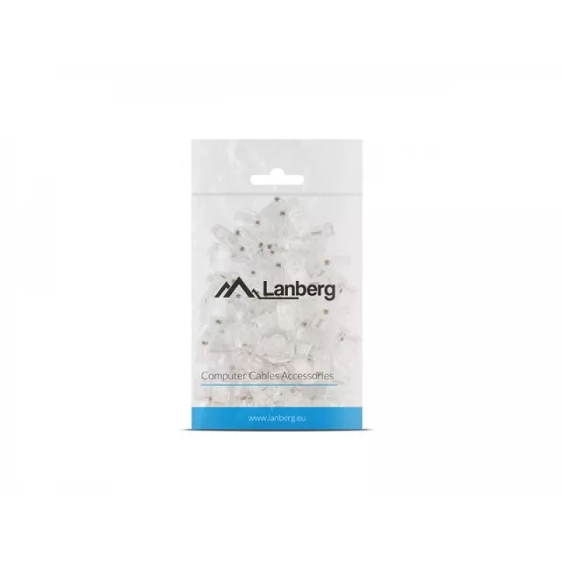 LANBERG RJ-45 kabelverbinder PLU-5000, U/UTP (UTP) afscherming, doorschijnend wit, 100-pack