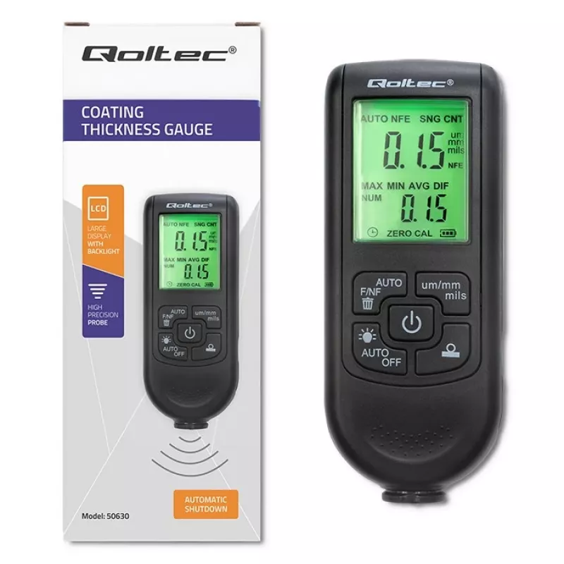 Qoltec lakdiktemeter met LCD-display | 0~2000 µm