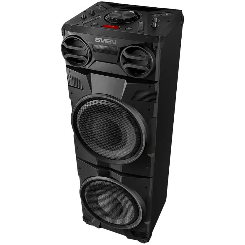 Luidspreker SVEN PS-1900, zwart (1000W, TWS, Bluetooth, FM, USB, LED-display, netvoeding)