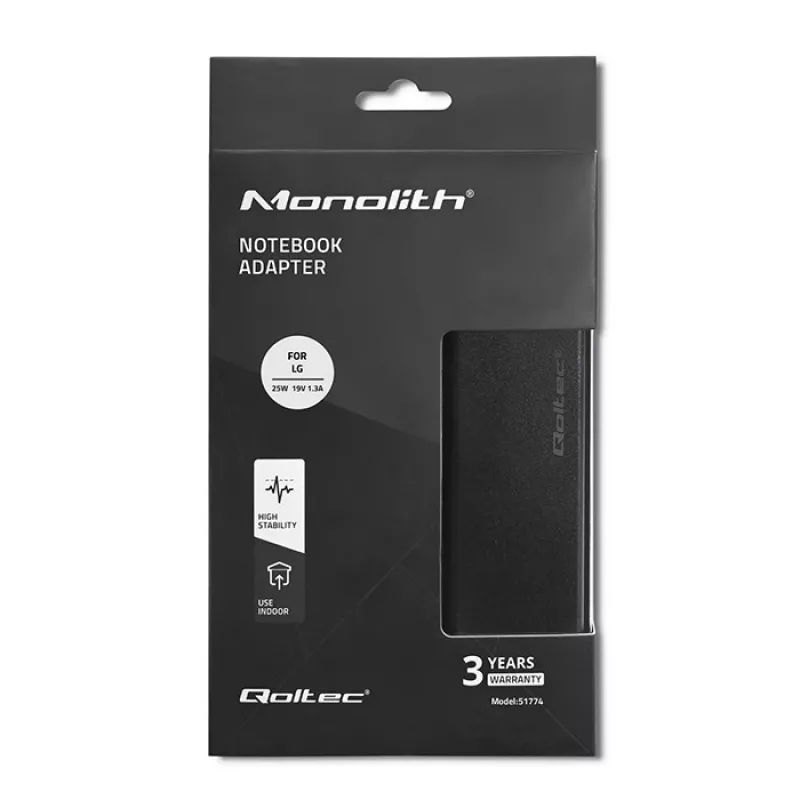 Qoltec 51774 voeding voor LG monitor 25W | 1,3A | 19V | 6,5 * 4,4 + netsnoer