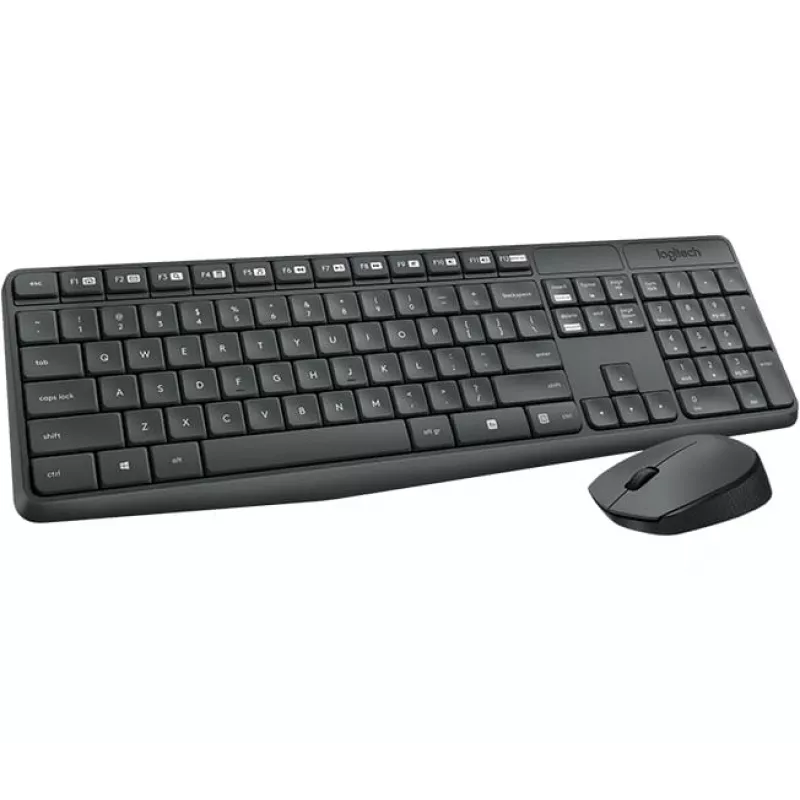 Logitech MK235 draadloze toetsenbord- en muiscombinatie full-size grijs