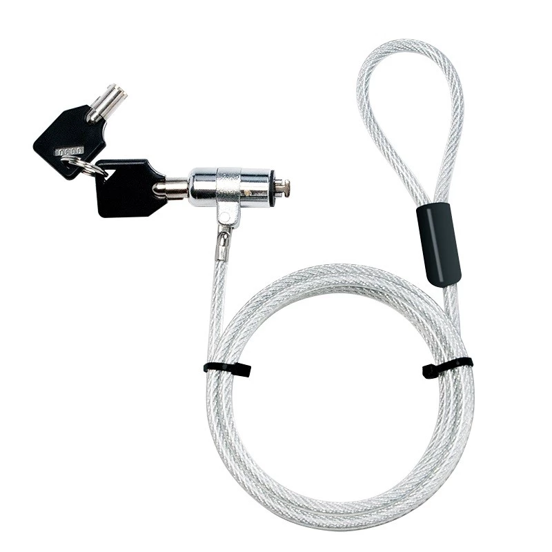 LogiLink NBS009 beveiligingskabel met sleutelslot voor notebook, 1,8 m, T-bar, 1,5 cm, 2 sleutels, slim, zilver