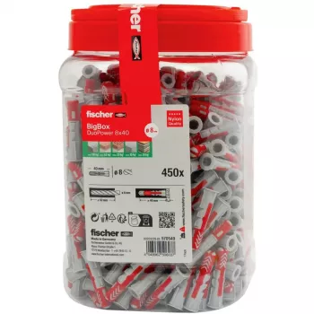 fischer plug DUOPOWER 8x40 BigBox lichtgrijs/rood 450 stuks hersluitbaar (570549)