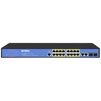 Netwerkswitch ERNITEC ELECTRA-M16-1GB-285W – 16-poorts Layer 2+ met 2 x Gigabit RJ45, 285 W vermogen
