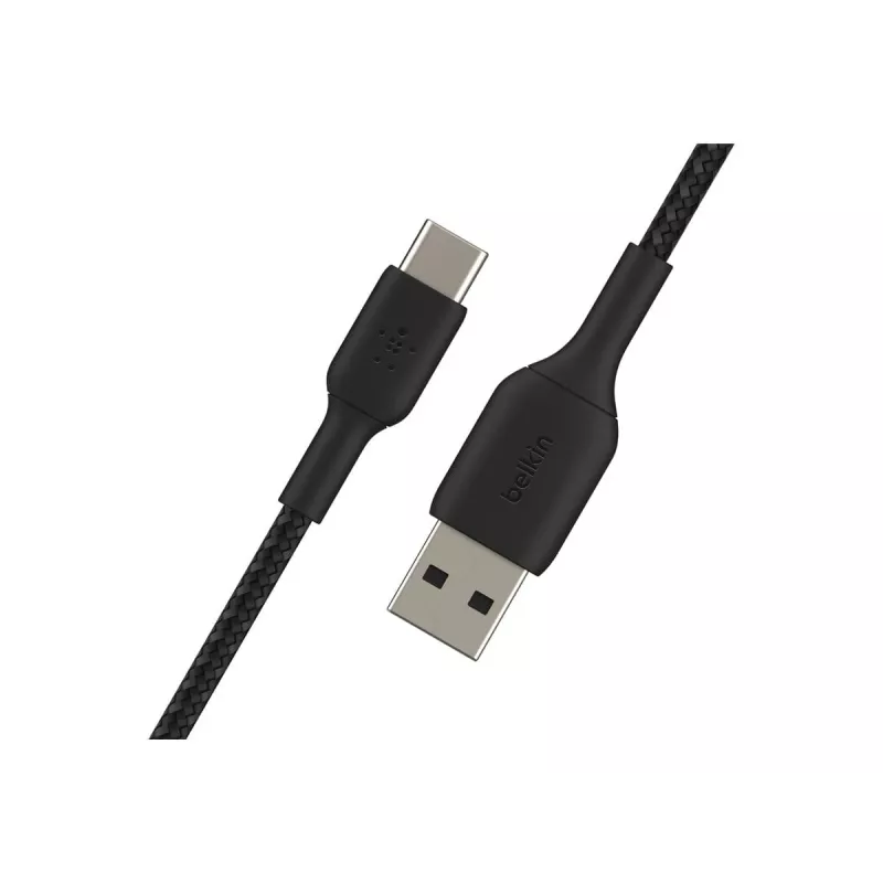 Gevlochten USB-C naar USB-A kabel 15cm zwart