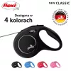 Rollijn Flexi Classic 5 m zwart voor middelgrote honden, snoer, max. belasting 20 kg, reflecterende elementen