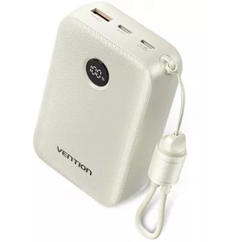 Powerbank Vention 20000mAh 22,5W – 2× USB‑C, 1× USB‑A, beige