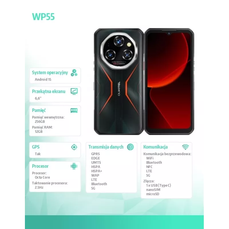 Smartphone Oukitel WP55 6,6 inch 12 GB 256 GB DS 11000 mAh oranje